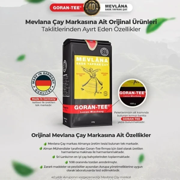 goran tee mevlana sade yaprak cay luxus mischung Siyah Çay - 500g