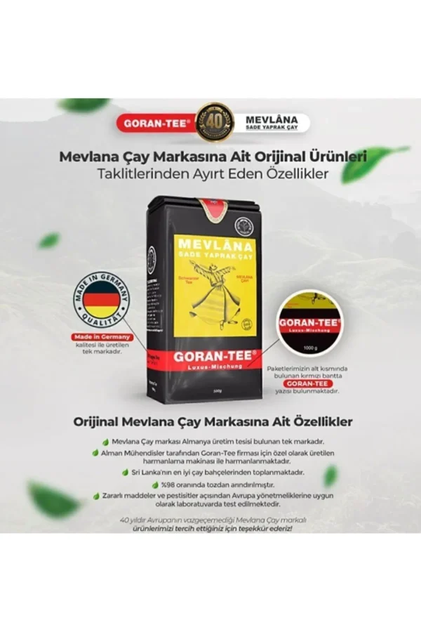 goran tee mevlana sade yaprak cay luxus mischung Siyah Çay - 500g