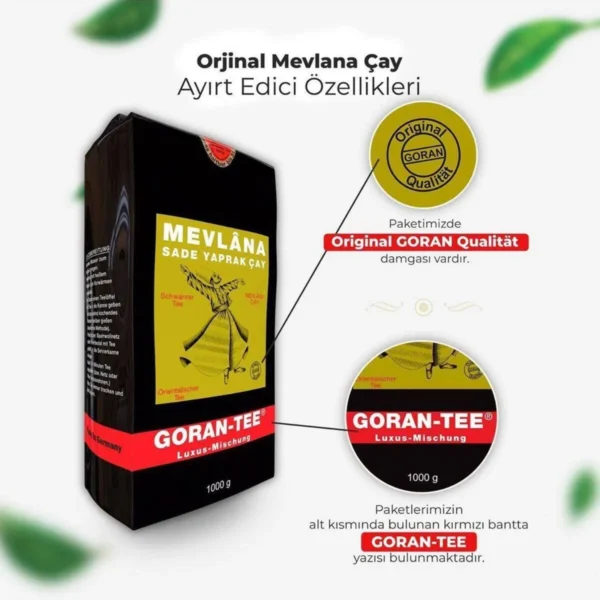 goran tee mevlana sade yaprak cay luxus mischung Siyah Çay - 1000g