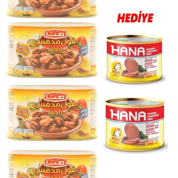 Hana Bakla Konservesi 400 gr X 4adet Salam 2adet