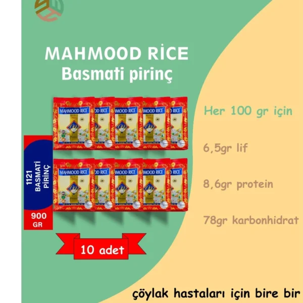 Mahmood Rıce 1121 Basmati Pirinç 10 X 900 G