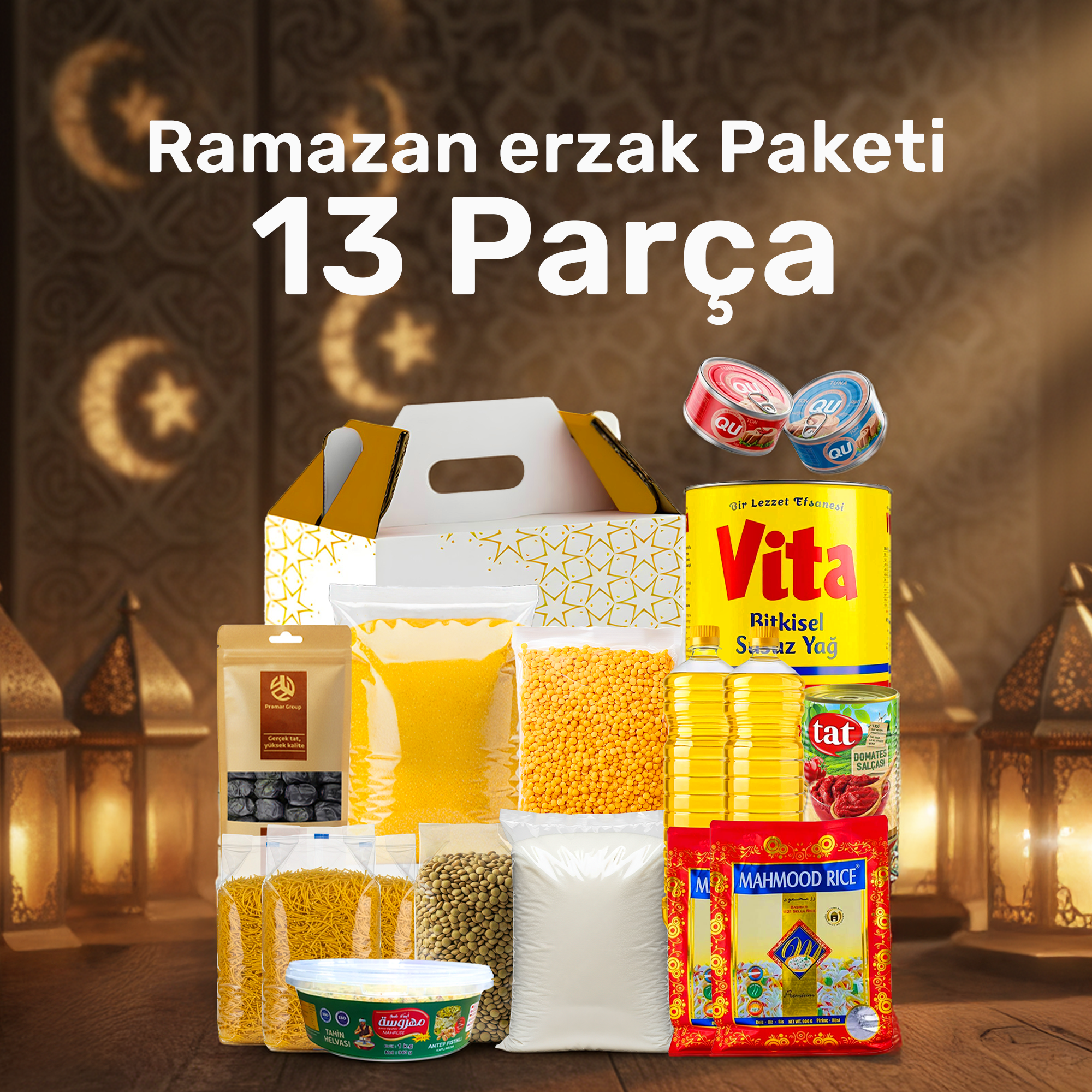 21 Promar Lüks kumanya erzak kolisi Ramazan paketi 13 ürün - Görsel 1