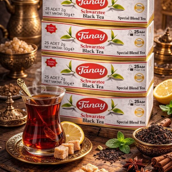 Tanay Süzen Bardak Poşet 2gr X 25 Li Sallama Siyah Çay 100% ithal Black Teabag x4 ADET