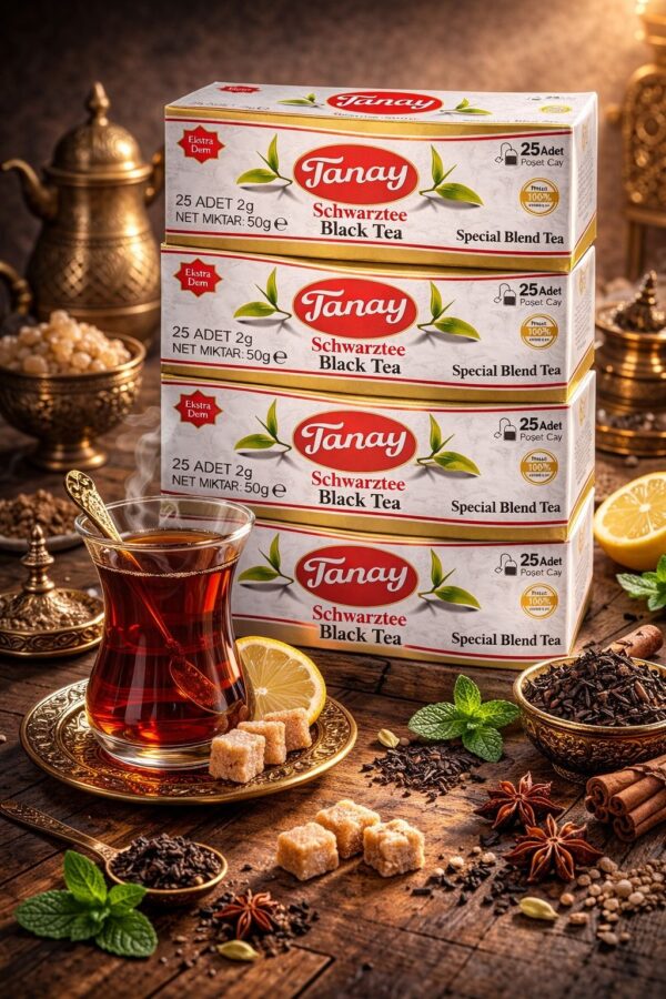 Tanay Süzen Bardak Poşet 2gr X 25 Li Sallama Siyah Çay 100% ithal Black Teabag x4 ADET