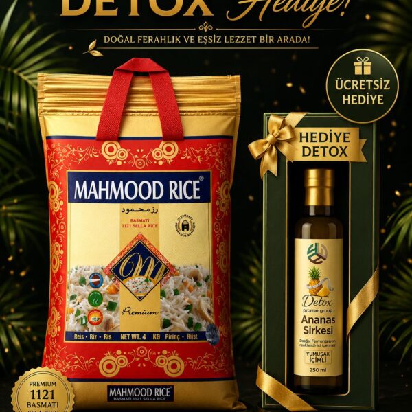 MAHMOOD RİCE 1121 BASMATİ PİRİNÇ 4 KG +PROMAR ANANASLI DETOX 250 ML (HEDİYE)