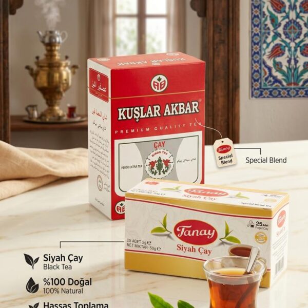 KUŞLAR AKBAR İTHAL DÖKME ÇAY 400 GR + TANAY SALLAMA 25'Lİ ( HEDİYE )