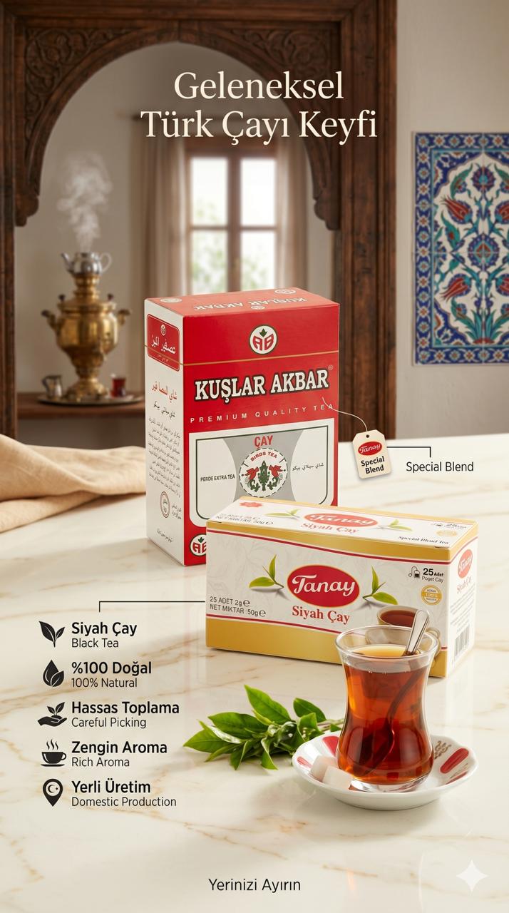 4104101 KUŞLAR AKBAR İTHAL DÖKME ÇAY 400 GR + TANAY SALLAMA 25'Lİ ( HEDİYE ) - Görsel 1