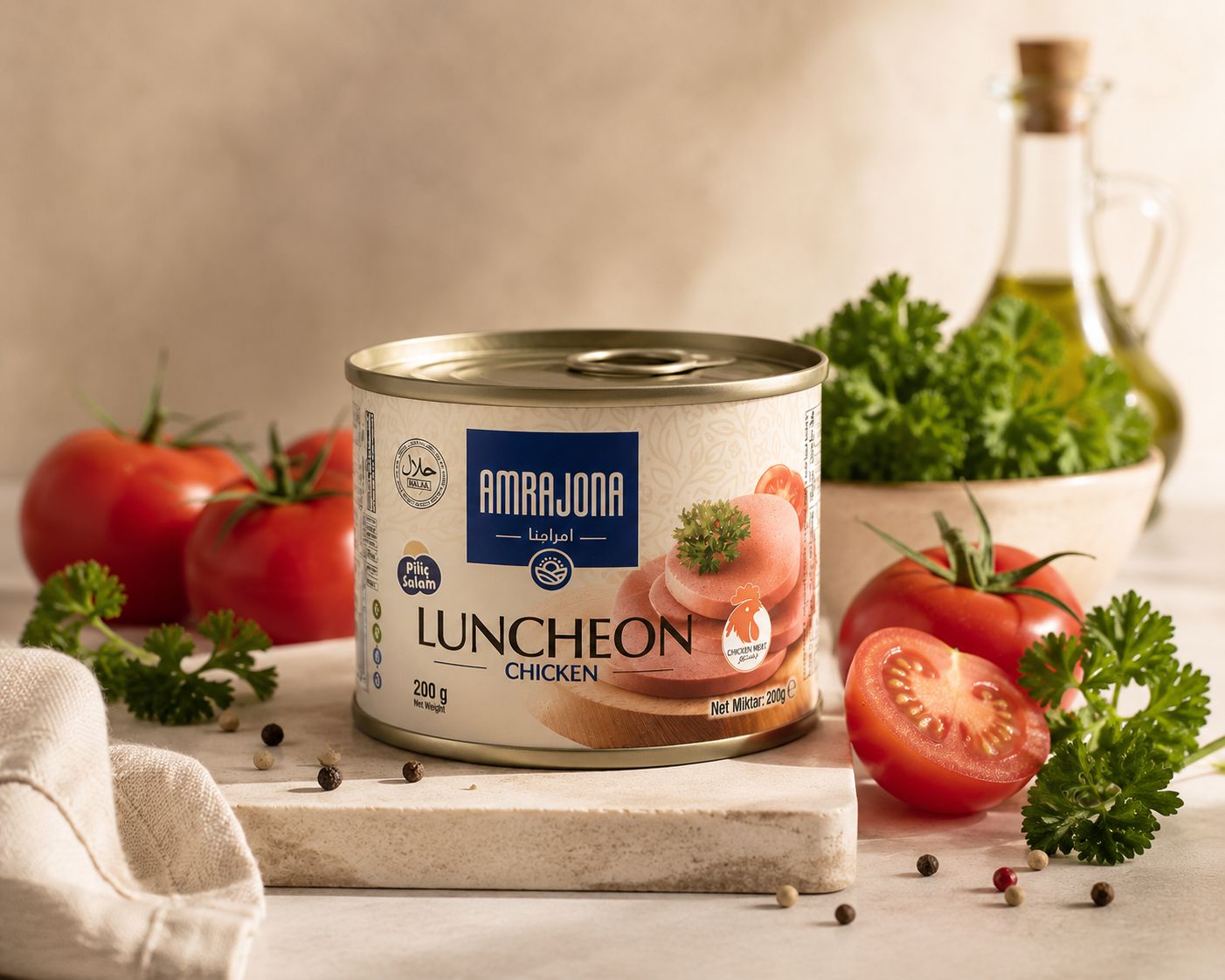 f0e92c4d-ecc1-4481-a86f-af580ddf11e0 AMRAJONA PİLİÇ SALAM ( CHICKEN LUNCHEON ) 200 GR - Görsel 1