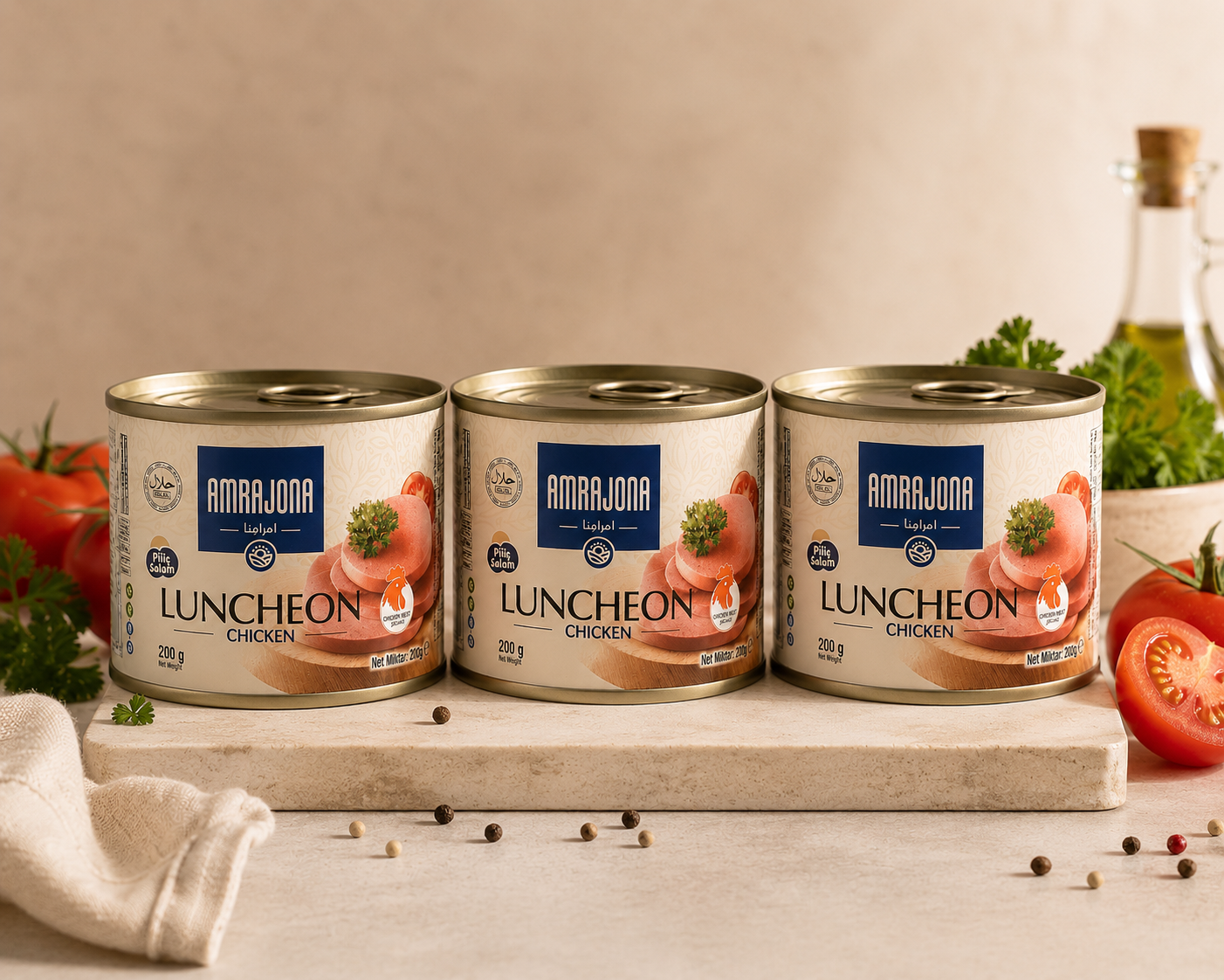 fghn AMRAJONA PİLİÇ SALAM ( CHICKEN LUNCHEON ) 200 GR X3 ADET - Görsel 1