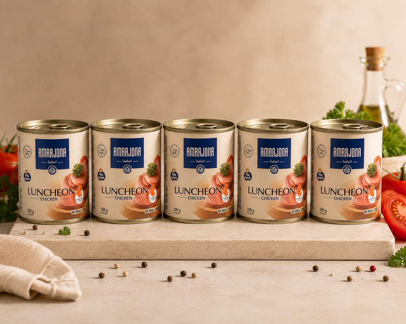 hggf AMRAJONA PİLİÇ SALAM ( CHICKEN LUNCHEON )200 GR x5 ADET - Görsel 1