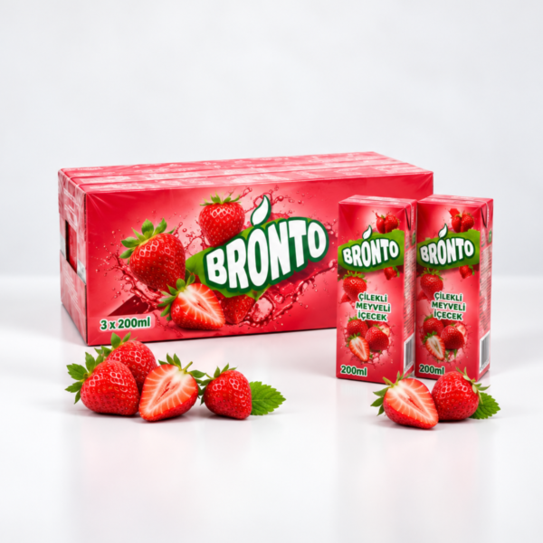 Bronto Çilek Aromalı İçecek 200 ml x 27 Adet – Koli
