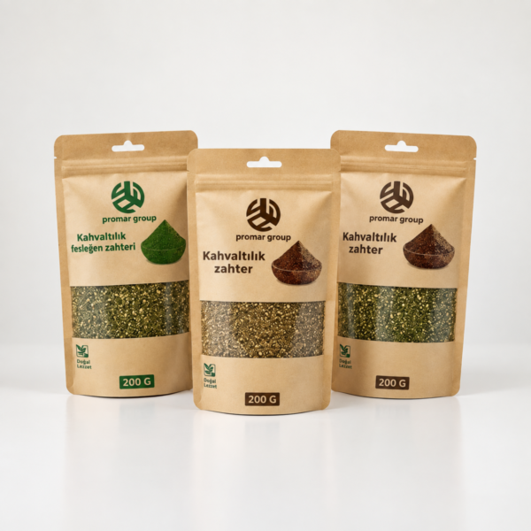 Promar Group Kahvaltılık Zahter Çeşitleri 3'lü Paket – Yeşil Zahter, Filistin Zahteri ve Kırmızı Halep Zahteri – 3 x 200 G