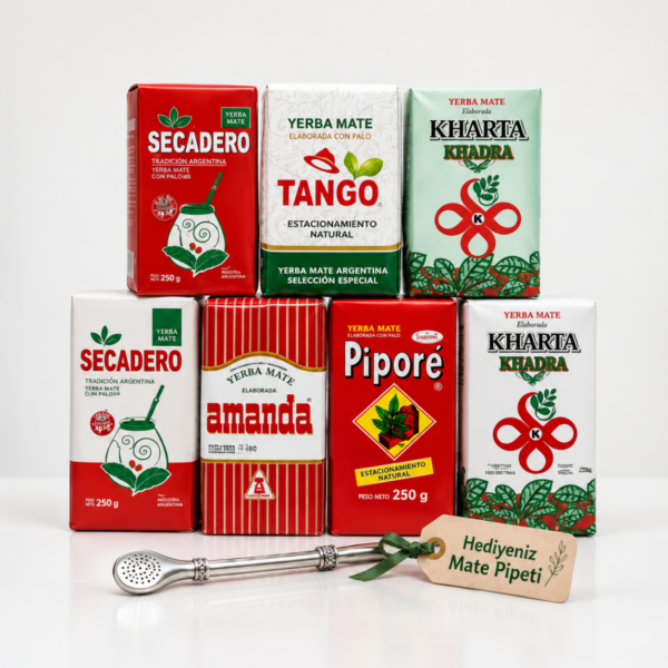 7’li Karışık Yerba Mate Çayı Seti + Hediye Mate Pipeti (Bombilla)