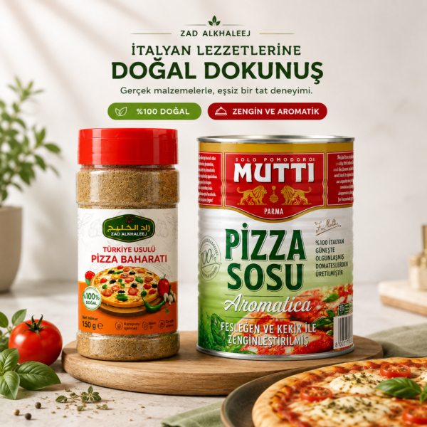 Mutti Aromatica Pizza Sosu 400 g + Zad Alkhaleej Türk Usulü Pizza Baharatı 150 g – 2’li Pizza Hazırlama Seti