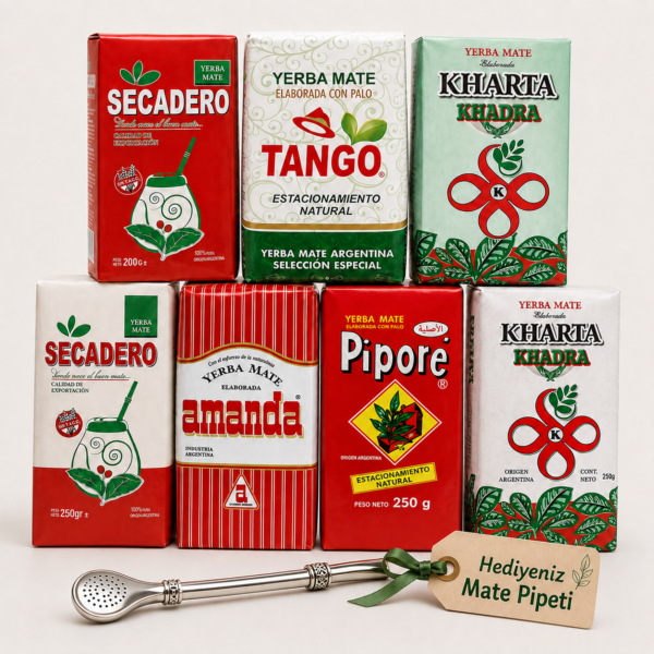 7’li Karışık Yerba Mate Çayı Seti + Hediye Mate Pipeti (Bombilla)