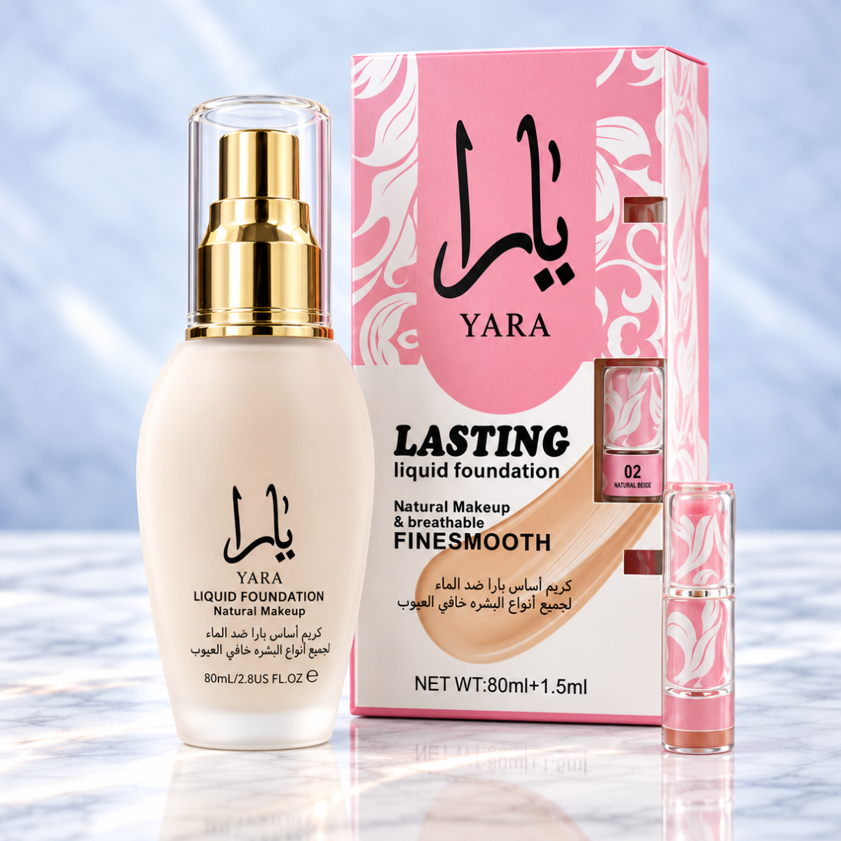 Untitled - 01 Ekim 2026 17.40.29 (62) Yara Lasting Liquid Foundation 02 Natural Beige 80 ml + 1,5 ml - Görsel 1